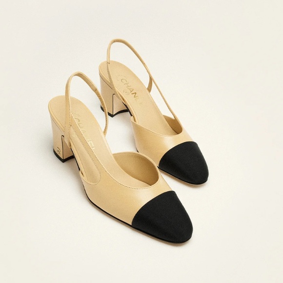Chanel classic tan black slingback heels - Picture 1 of 8